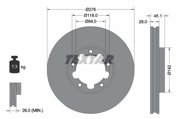 DISC FRANA TEXTAR 92324003 - Compatibil cu NISSAN, RENAULT TRUCKS