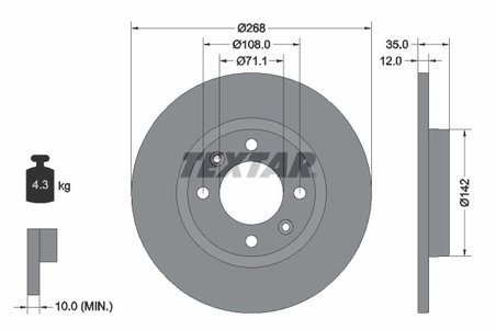 DISC FRANA TEXTAR 92325903 - Compatibil cu CITROEN, DS, OPEL, PEUGEOT, VAUXHALL