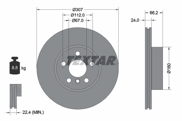 DISC FRANA TEXTAR 92326805 - Compatibil cu BMW, BMW (BRILLIANCE)