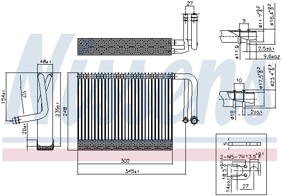 EVAPORATOR AER CONDITIONAT NISSENS 92327 - Compatibil cu ALPINA, BMW, ROLLS-ROYCE