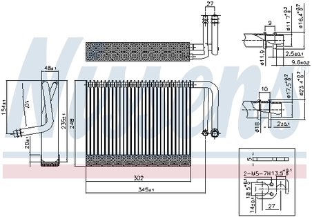 EVAPORATOR AER CONDITIONAT NISSENS 92327 - Compatibil cu ALPINA, BMW, ROLLS-ROYCE