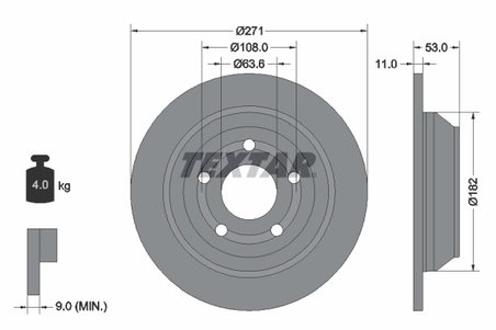 DISC FRANA TEXTAR 92327403 - Compatibil cu FORD, FORD AUSTRALIA