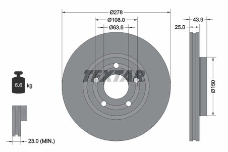 DISC FRANA TEXTAR 92327503 - Compatibil cu FORD, FORD AUSTRALIA