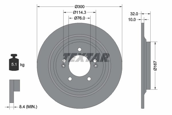 DISC FRANA TEXTAR 92332703 - Compatibil cu HYUNDAI, KIA, KIA (DYK)