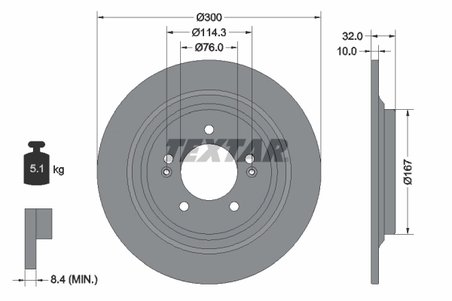DISC FRANA TEXTAR 92332703 - Compatibil cu HYUNDAI, KIA, KIA (DYK)
