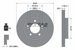 DISC FRANA TEXTAR 92332803 - Compatibil cu KG MOBILITY, SSANGYONG