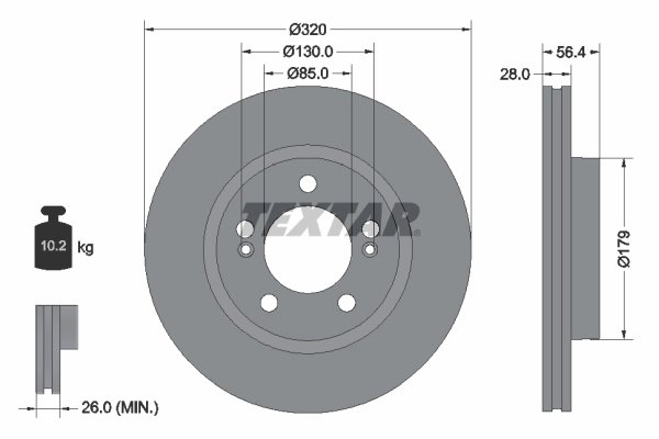 DISC FRANA TEXTAR 92332803 - Compatibil cu KG MOBILITY, SSANGYONG