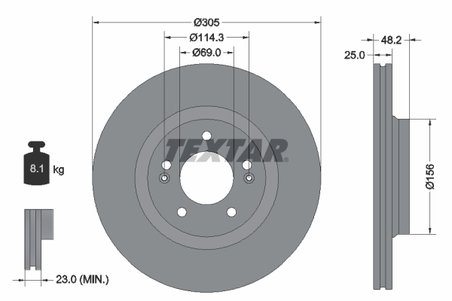 DISC FRANA TEXTAR 92333203 - Compatibil cu HYUNDAI, HYUNDAI (BEIJING), KIA, KIA (DYK)