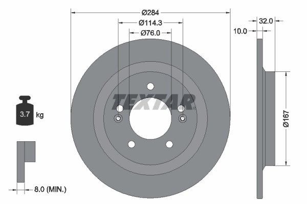 DISC FRANA TEXTAR 92333303 - Compatibil cu HYUNDAI, HYUNDAI (BEIJING), KIA, KIA (DYK)