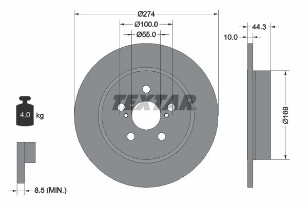 DISC FRANA TEXTAR 92333703 - Compatibil cu MAZDA, TOYOTA