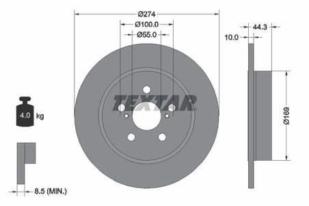 DISC FRANA TEXTAR 92333703 - Compatibil cu MAZDA, TOYOTA
