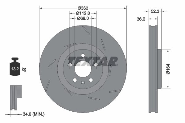DISC FRANA TEXTAR 92334105 - Compatibil cu PORSCHE