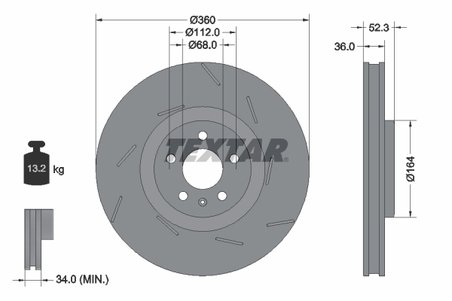 DISC FRANA TEXTAR 92334105 - Compatibil cu PORSCHE