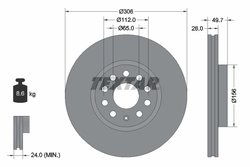DISC FRANA TEXTAR 92334805 - Compatibil cu AUDI, CUPRA, SEAT, SKODA, VW