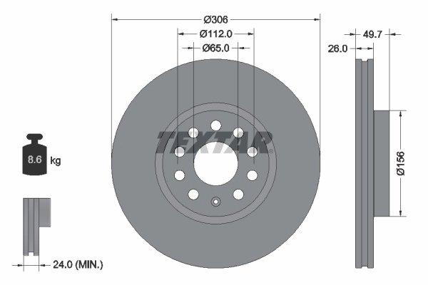 DISC FRANA TEXTAR 92334805 - Compatibil cu AUDI, CUPRA, SEAT, SKODA, VW