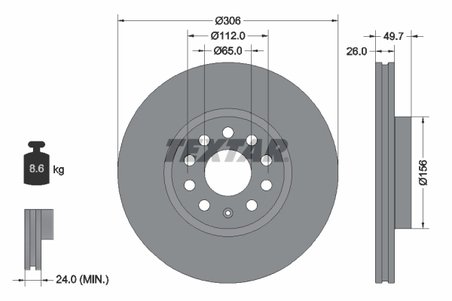 DISC FRANA TEXTAR 92334805 - Compatibil cu AUDI, CUPRA, SEAT, SKODA, VW