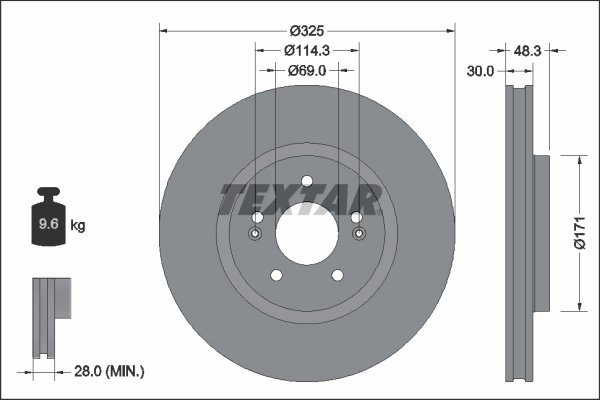 DISC FRANA TEXTAR 92337103 - Compatibil cu HYUNDAI, KIA