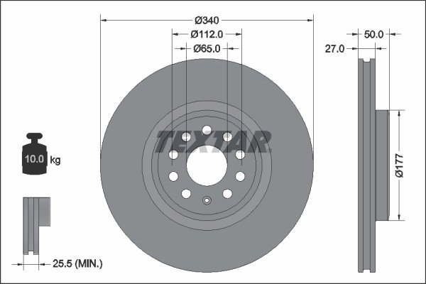 DISC FRANA TEXTAR 92337405 - Compatibil cu AUDI, CUPRA, SKODA, VW
