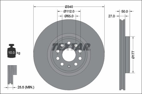 DISC FRANA TEXTAR 92337405 - Compatibil cu AUDI, CUPRA, SKODA, VW