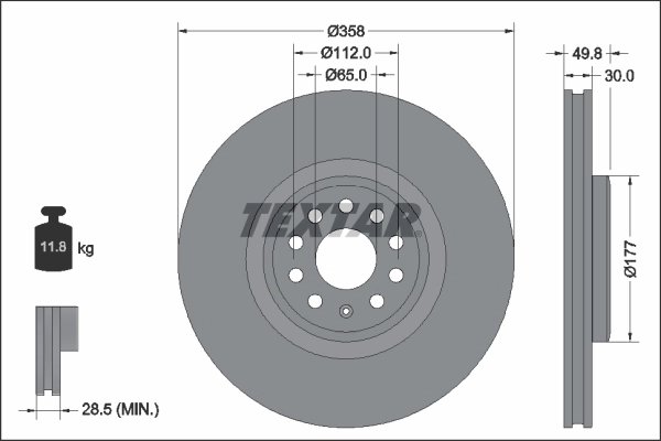 DISC FRANA TEXTAR 92337505 - Compatibil cu AUDI, SKODA, VW