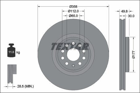 DISC FRANA TEXTAR 92337505 - Compatibil cu AUDI, SKODA, VW
