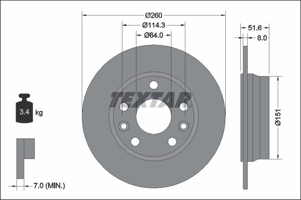 DISC FRANA TEXTAR 92337703 - Compatibil cu NISSAN, RENAULT