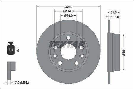 DISC FRANA TEXTAR 92337703 - Compatibil cu NISSAN, RENAULT
