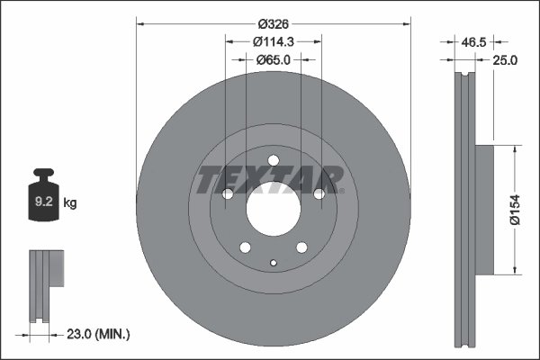 DISC FRANA TEXTAR 92337603 - Compatibil cu MAZDA, MAZDA (CHANGAN)