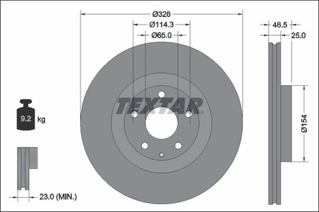 DISC FRANA TEXTAR 92337603 - Compatibil cu MAZDA, MAZDA (CHANGAN)