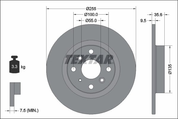 DISC FRANA TEXTAR 92338203 - Compatibil cu MAZDA