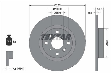 DISC FRANA TEXTAR 92338203 - Compatibil cu MAZDA