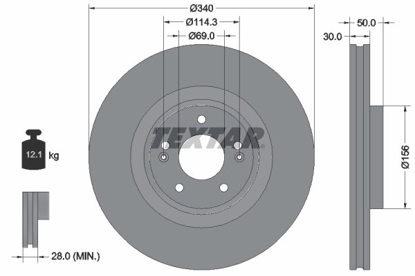 DISC FRANA TEXTAR 92342803 - Compatibil cu HYUNDAI, KIA