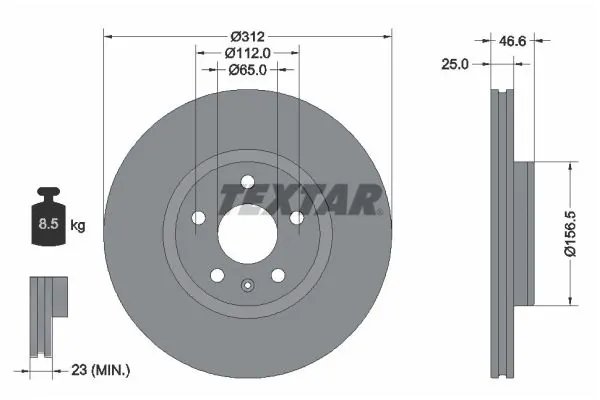 DISC FRANA TEXTAR 92343203 - Compatibil cu MG, MG (SAIC), ROEWE (SAIC)