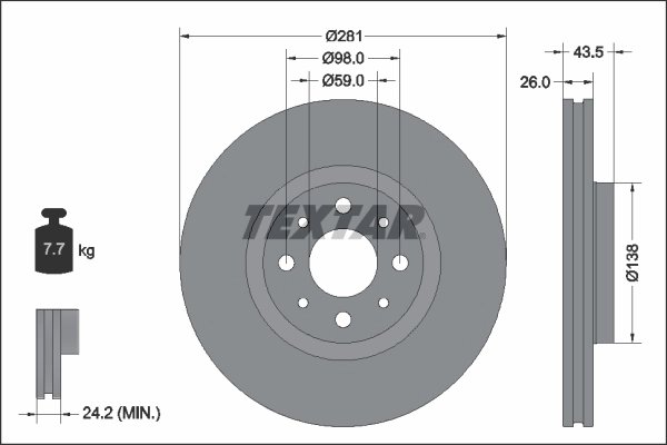 DISC FRANA TEXTAR 92344703 - Compatibil cu ABARTH, FIAT