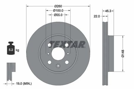 DISC FRANA TEXTAR 92346103 - Compatibil cu TOYOTA