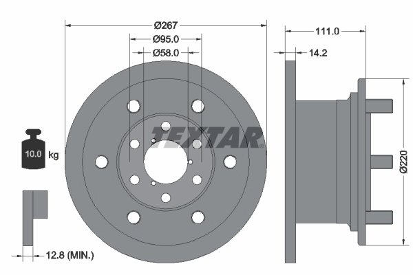 DISC FRANA TEXTAR 93019400 - Compatibil cu ALFA ROMEO, IVECO