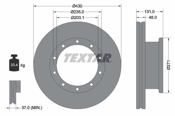 DISC FRANA TEXTAR 93086800 - Compatibil cu MAN, NEOPLAN, SCANIA, SOLARIS