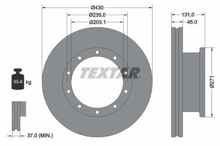 DISC FRANA TEXTAR 93086800 - Compatibil cu MAN, NEOPLAN, SCANIA, SOLARIS