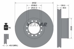 DISC FRANA TEXTAR 93087200 - Compatibil cu ERF, MAN
