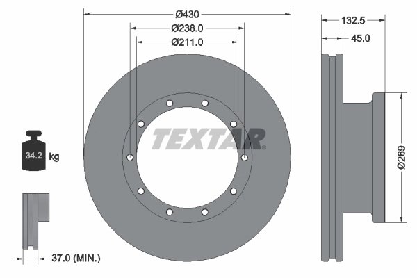 DISC FRANA TEXTAR 93087900 - Compatibil cu MERCEDES-BENZ, SETRA