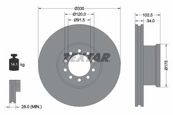 DISC FRANA TEXTAR 93101300 - Compatibil cu MERCEDES-BENZ