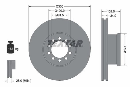 DISC FRANA TEXTAR 93101300 - Compatibil cu MERCEDES-BENZ
