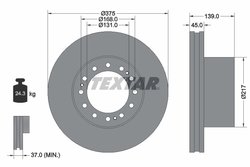 DISC FRANA TEXTAR 93105600 - Piesa auto compatibila cu mai multe marci