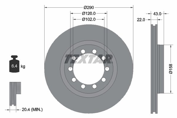 DISC FRANA TEXTAR 93117400 - Compatibil cu RENAULT, RENAULT TRUCKS