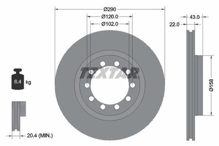 DISC FRANA TEXTAR 93117400 - Compatibil cu RENAULT, RENAULT TRUCKS