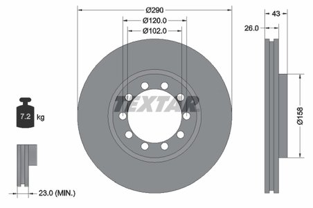 DISC FRANA TEXTAR 93117500 - Compatibil cu RENAULT, RENAULT TRUCKS