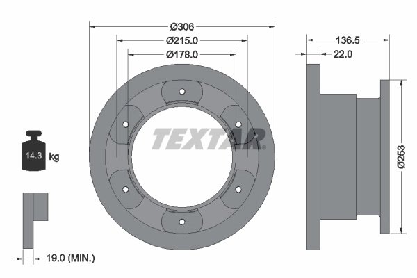Disc frana Textar 93127300