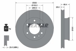 DISC FRANA TEXTAR 93143203 - Compatibil cu DODGE, FREIGHTLINER, MERCEDES-BENZ, MERCEDES-BENZ (FJDA), VW