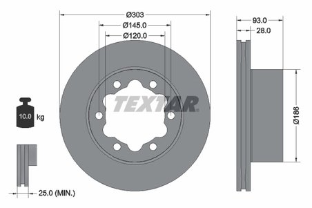 DISC FRANA TEXTAR 93143403 - Compatibil cu FREIGHTLINER, MERCEDES-BENZ, MERCEDES-BENZ (FJDA), VW
