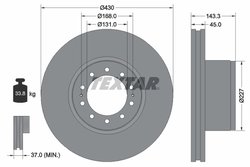DISC FRANA TEXTAR 93186700 - Compatibil cu MERCEDES-BENZ, SETRA